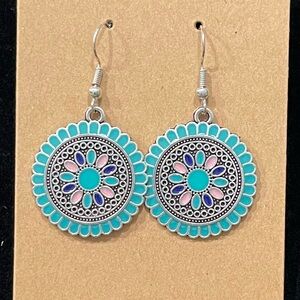 Turquoise and Silver Bohemian Earrings